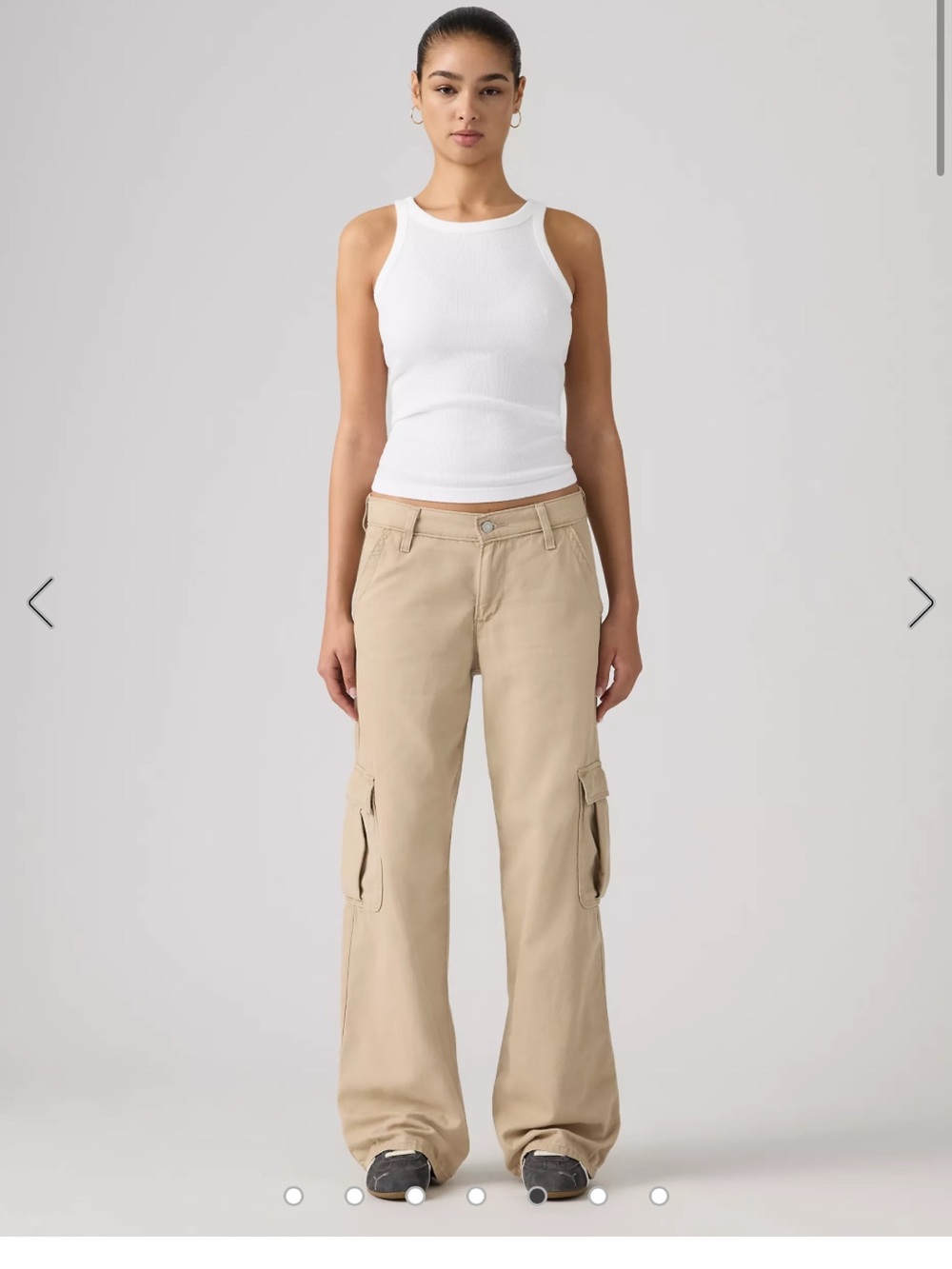 Levis Superlow Loose Cargo Pants Woman 27x32 Tan Utility Streetwear Y2K NEW